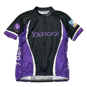 Jakroo Yahoo AIDS LifeCycle Cycling Jersey Mens 3XL Black Purple Full Zip Bike T